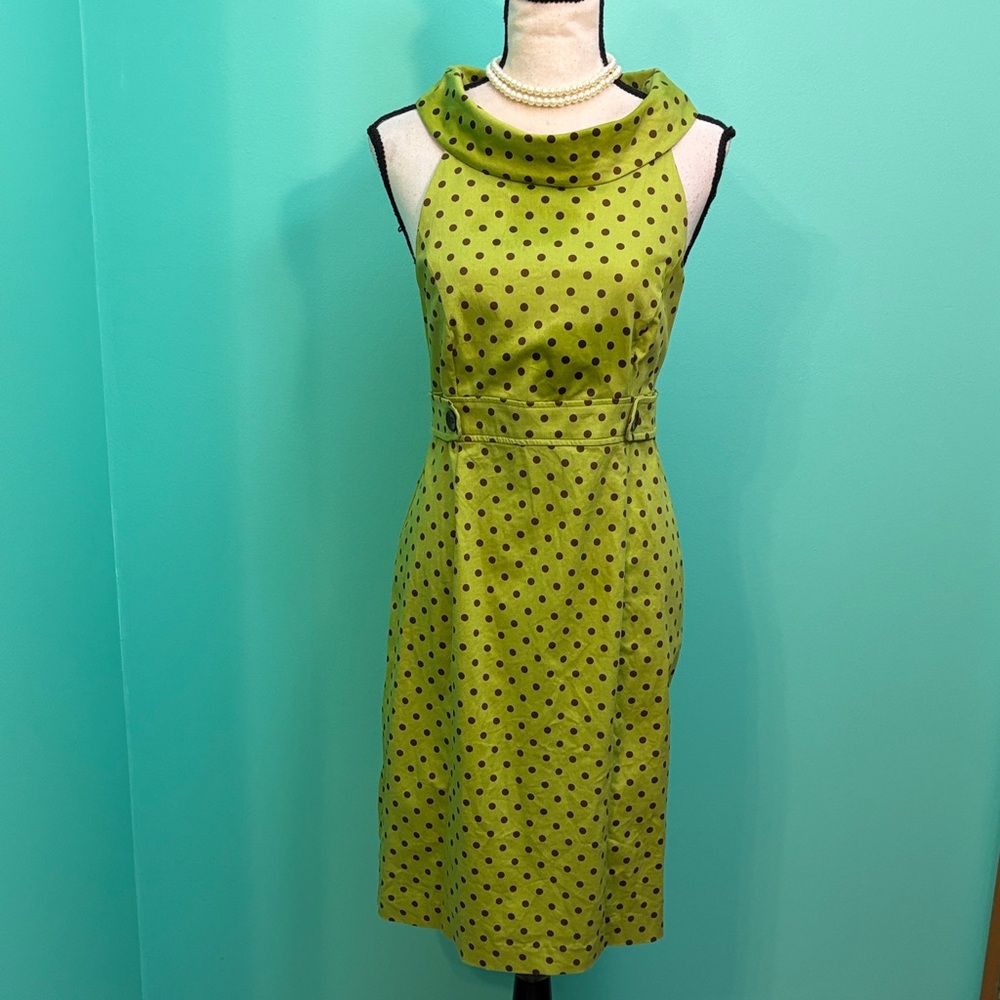 Kim Rogers Green Polka Dot Midi Dress